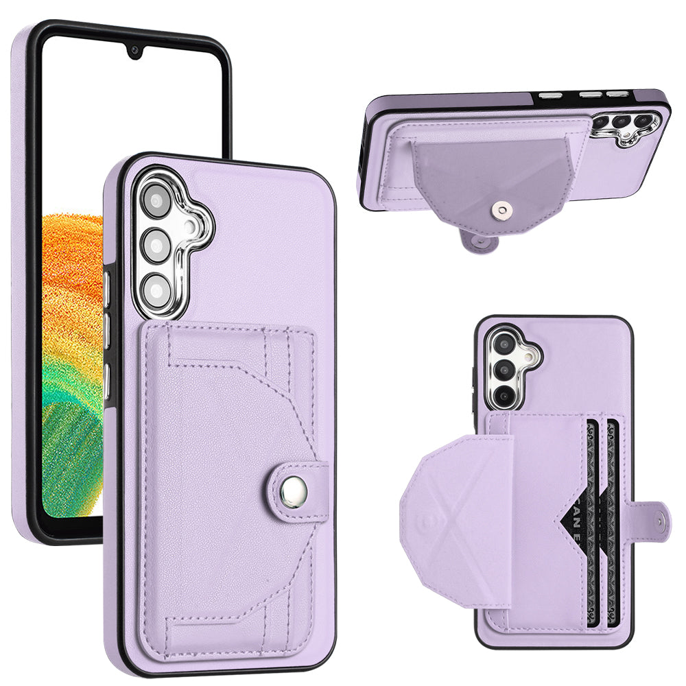 YB Leather Coating Series-4 for Samsung Galaxy A34 5G Leather Coated TPU Kickstand Case Card Slots Phone Cover YB Leather Coating Series-4 for Samsung Galaxy A34 5G Leather Coated TPU Kickstand Case Card Slots Phone Cover